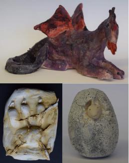 Drachen: beim Schlüpfen aus dem Ei, ausgewachsen und als fossiler Fußabdruck Klasse 5c